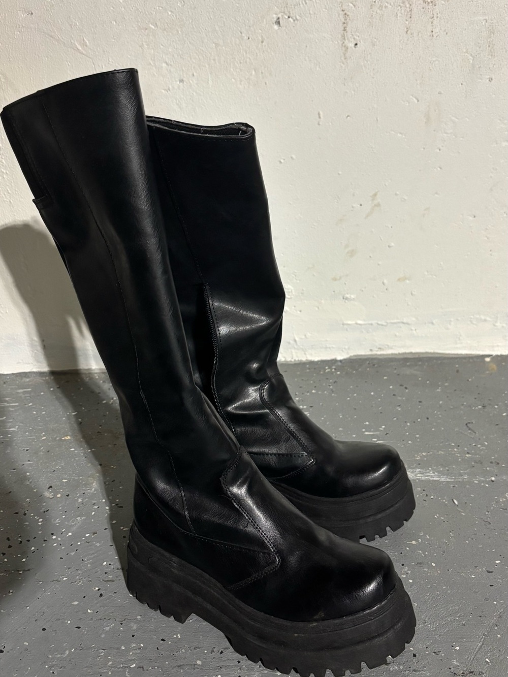 Tall Black Platform Heeled Boots — Brand